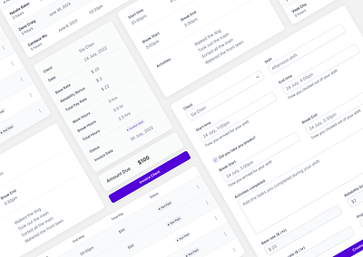 Timesheet Components assistant concept design invoicing personal assistant schedule scheduler time tracker timesheet ui uiux