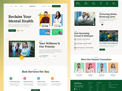 Meditate - Mental Health Website health improvement hospital landing page medical medical care medical website medicine meditation medtech mental health mentalhealth mindfulness selfcare srsoumik therapy trendy website webdesign