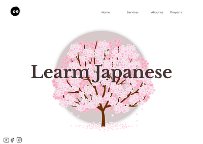 Learm japanese mini hero logo ui