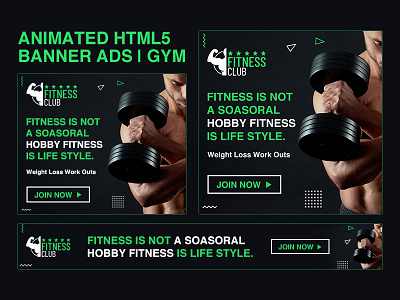 Animated Html5 Banner ads for Gym amphtml animated display ads animated gif animated html5 banner ads banner design google ads google banner ads gym html5 banner ads web banners