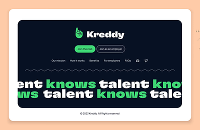 Kreddy footer footer hiring kreddy landing page logo navigation recruitment scrolling ticker ui ux web design website