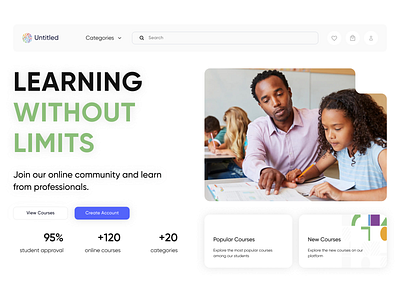 Hero page for online learning platform course platform ed tech edtech education hero page lms marketplace online courses study online