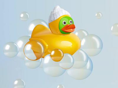 3D duck animation 3d animation bath bubbles duck
