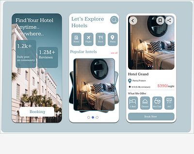 Hotel Booking app design figma landing page mobileui ui