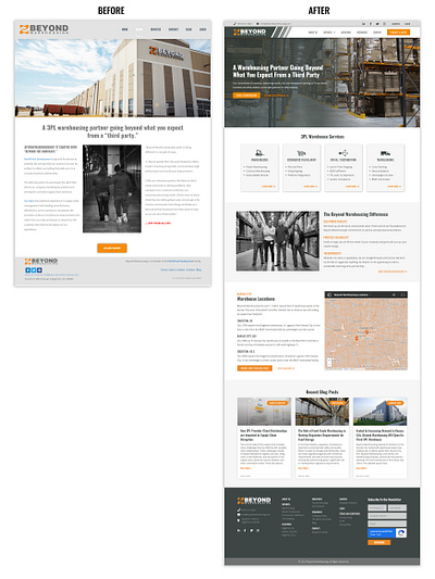 Beyond Warehousing Website Redesign graphic design web design