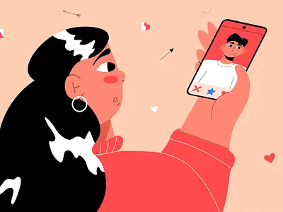 Tinder girl 2d adobe illustrator character characterdesign flat girl graphic design illustration vector vectorart