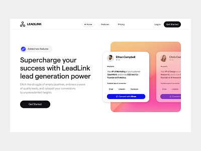 LeadLink - Website bold creative design gradient hero saas startup ui ux web design website
