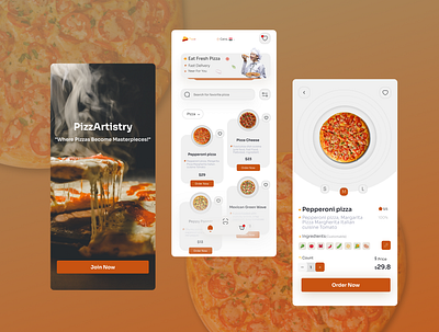 PizzArtistry - Mobile Application branding design figma food graphic design mobile app pizza pizza app pizza delivery ui uidesign uiux user experience user interface website