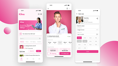 iGlow Apps UI Design apps beauty advisor beauty apps iglow mobile apps pink telemedicine ui ui design ui ins ui inspiration uiux design