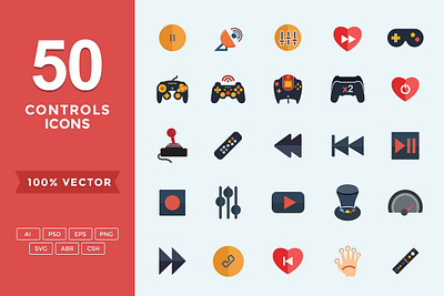 Flat Icons- Gaming & Controls Set design graphics readytouse vector