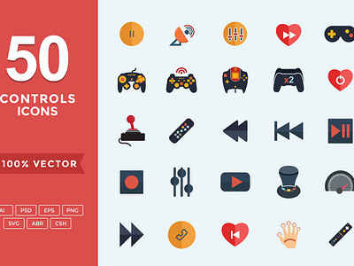 Flat Icons- Gaming & Controls Set design graphics readytouse vector