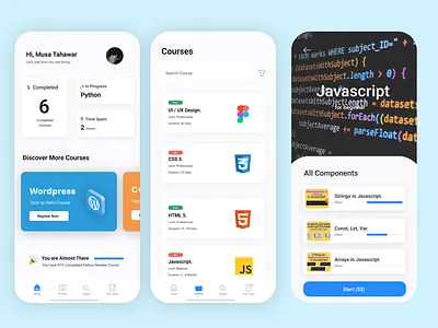 Course App UI Design app branding design graphic design illustration logo typography ui ux vector
