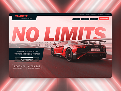 Website design for a game background banner blur car card game graphic design logo mobile racing red speed ui website