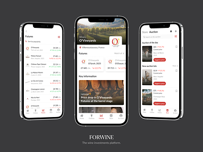Forwine. The platform for wine investments app auction design exchange finances investment investment platform investments mobile mobile app mobile app design platform service ui ux uxui vineyard vineyards wine winery