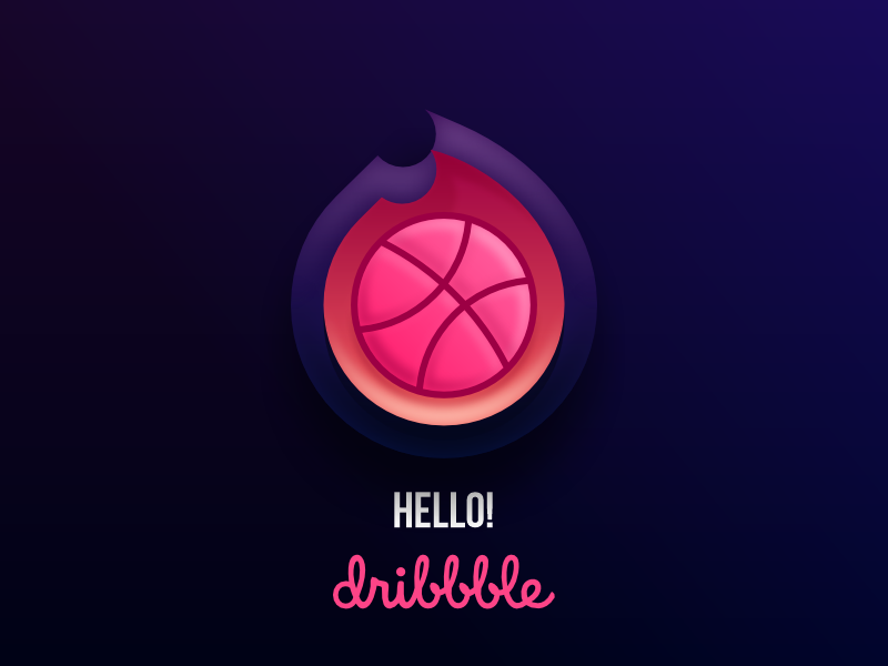 Hello Dribble! 3d app basketball branding colorful debut design fire flame graphic design hello dribble icon ignite logo minimal minimalist multicolor simple spirit vector