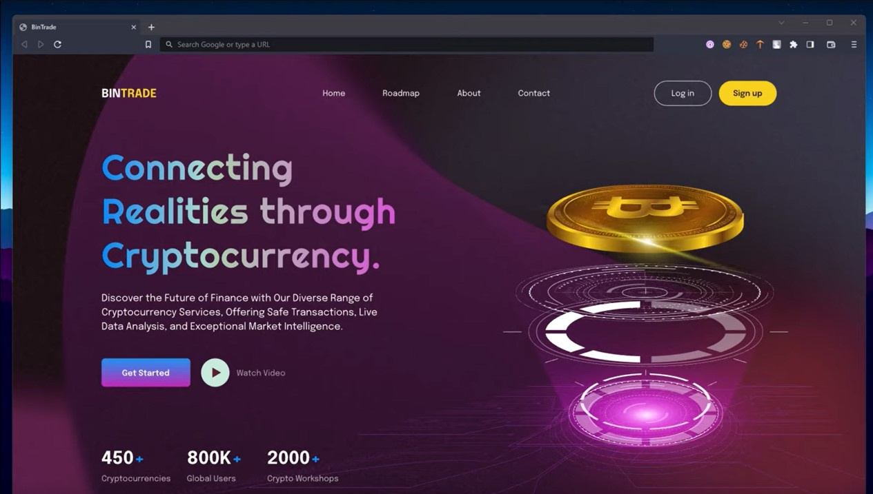 BinTrade - Crypto Blockchain Website App UI