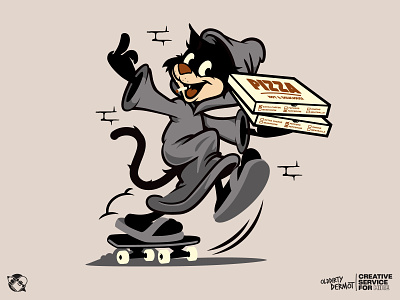 Street Cat! cats character design graphics illustration pizza skateboarding t shirt design vector vector design