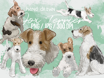 Hand drawn fox terrier illustration cute dog dog drawing fox terrier hand drawn illustration