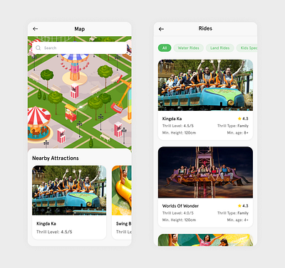 Amusement Park UI app app design branding button design flat design ui ux