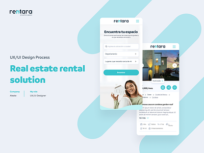 Real estate rental responsive website design app aqua blue home house real estate rent responsive ui design ux design website