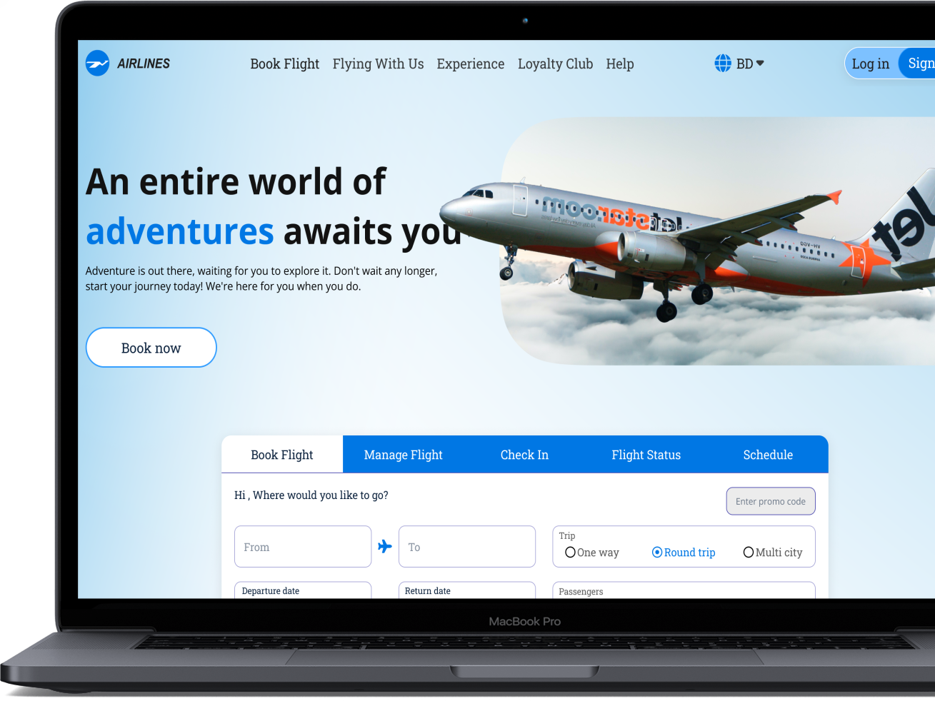 Airplane ticket booking landing page by Imran Ahamed on Dribbble