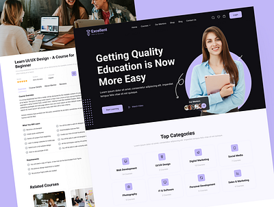 Elearning Online Course Web UI Kit class clean collage education elearning landing page luxury minimal modern online course premium student teacher ui website
