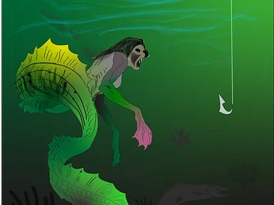 Little Mermaid graphic art illustration vector