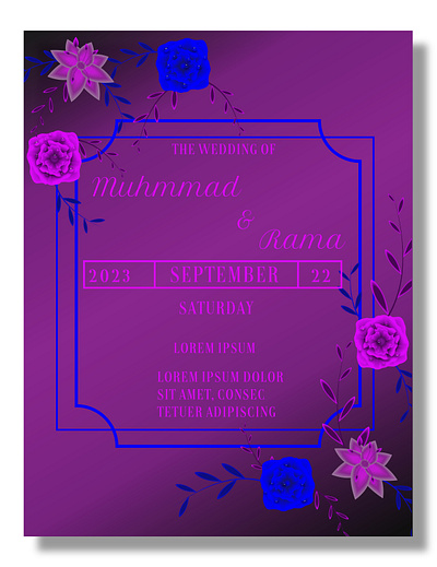 Wedding invitation card bride card ceremony frame groom invitation lily save the date script font violette rose wedding