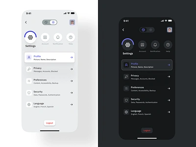 Settings | DailyUI 007 app app design application branding dailyui dailyui007 dailyuichallenge design designs figma interface ios minimal mobile app mobile design setting page ui ui design ux web