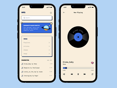 MP3- Retro inspired music player 90s app blue ui dashboard design illustration landing page mobile music neobrutalism player retro shadow ui video website