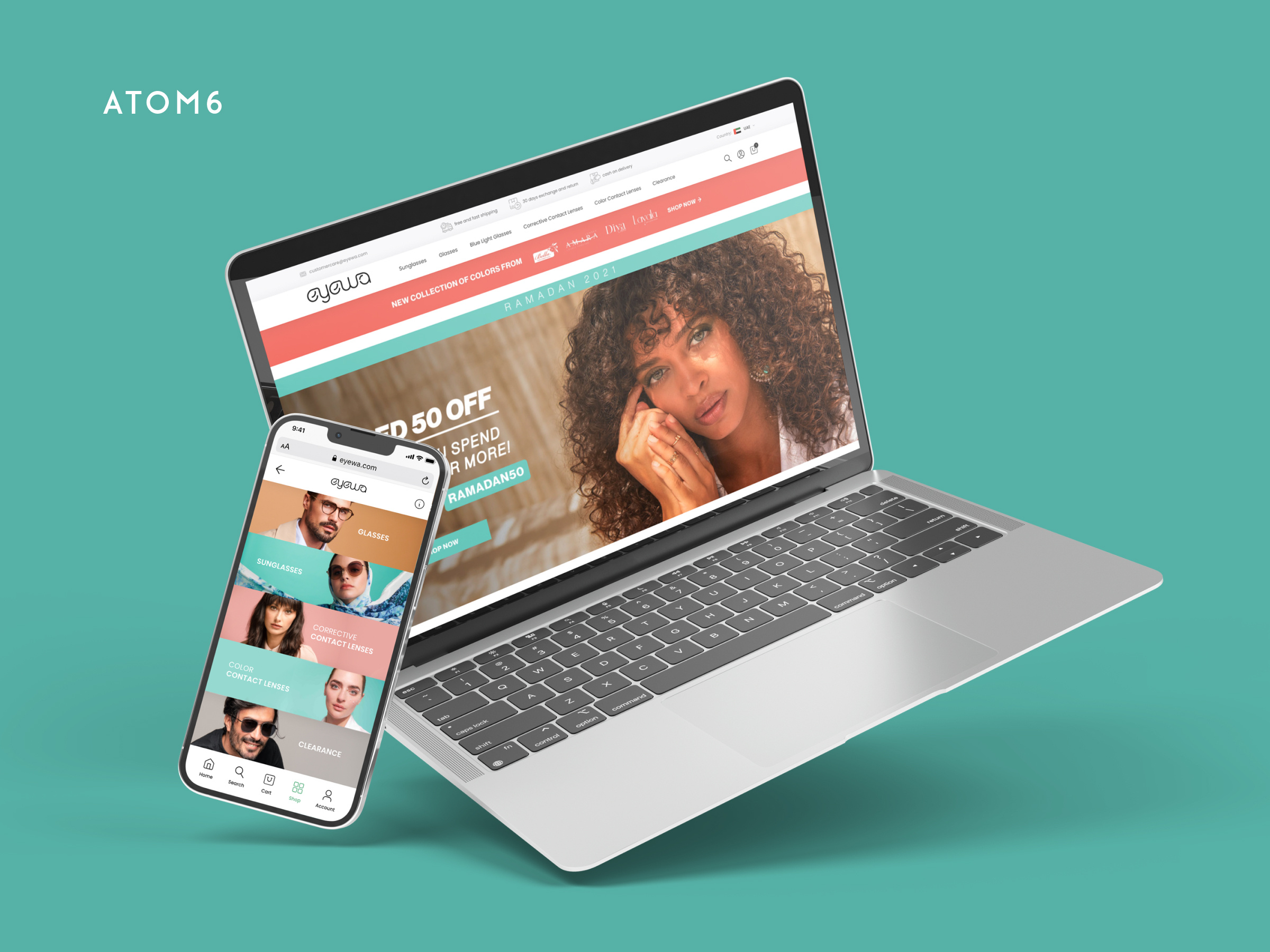 Eyewa Project by Atom6 android app design e commerce ecommerce figma glasses graphic design illustration ios mobile mockup photoshop product design site sunglasses ui uxui website