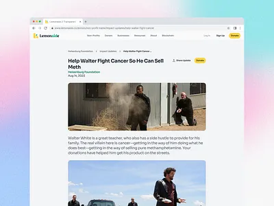 Impact Update "Blog" article blog breaking bad document nonprofit nonprofits web design website