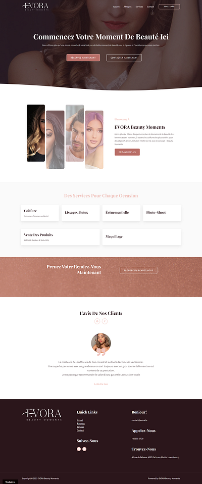 Institutional Website | Salon Evora designer salon webdesigner website