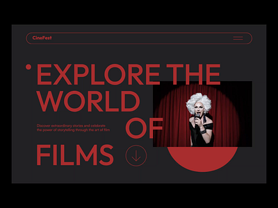 Cinefest concept website animation clean elegant festival graphic design hero landing minimal modern motion graphics typography ui web design