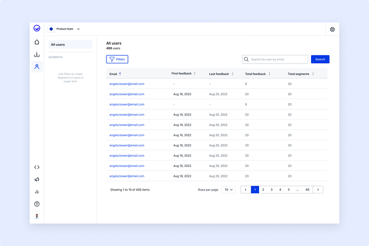 Usersnap | User List Feature by Flora Fischbacher on Dribbble