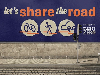 Traffic Safety mural v3 banner bike biking car driving environment icons illustration mural pedestrian road safety share traffic typography walking