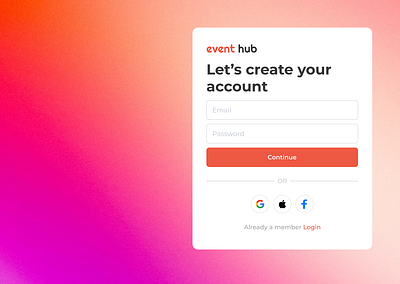 Event Login Page UI app design ui ux