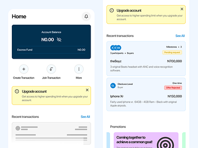 Shots - Escrow transactions - Ongoing design empty state escrow filled state home mobile mobile app product design transaction ui design ux design view transactions