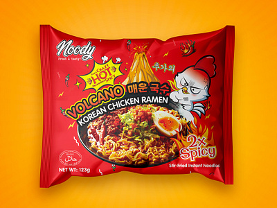 Noodles Pouch Packaging brand branding designing mokcup noodles packaging pouch print produst red service