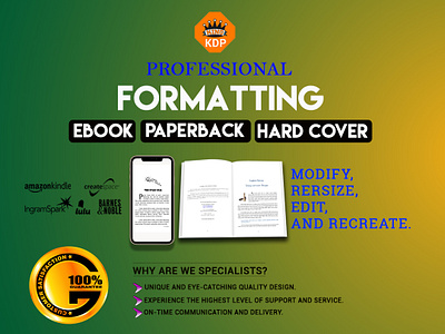 Book Format Services amazon kdp book cover book cover design branding design fix error graphic design illustration