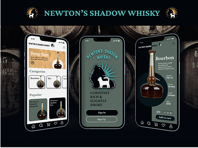 Newton's Shadow Whisky Mobile App animation branding ecommerce figma graphic design mobile ui uiux