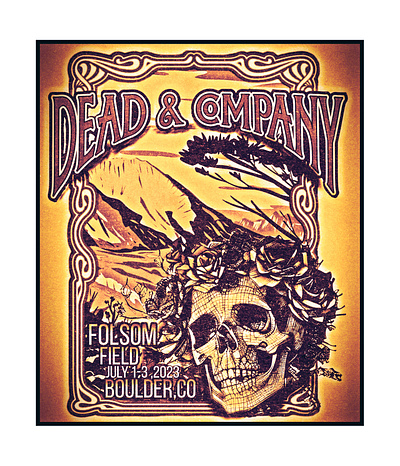 Dead&Company Boulder CO 2023 Poster Design branding design graphicdesign gratefuldead gratefuldeadart illustration logo lotart mixedmedia