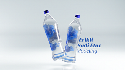 Erikli x Sudi Etuz / Modeling 3d modeling blue bottle branding drink flat illustration packaging render rendering water