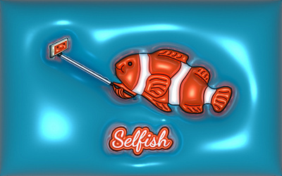 Fish who likes to take selfies 3d design fish illustration meme selfie