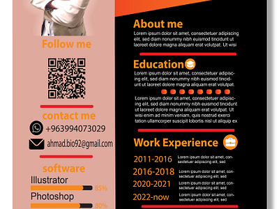 Curriculum Vitae Template adobe program cv education language capability qr code resume template work experience