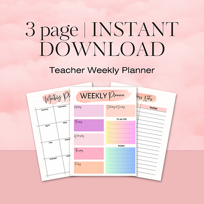 Teacher Weekly Digital Planner Printable A4 A5 daily goals ipad planner personal planner planner rose planner