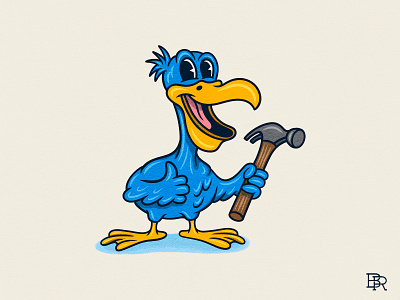 Pelican_Mascot logo_BRD_8-7-23 blue branding character construction design illustrator logo mascot pelican procreate brushes retro vector vintage
