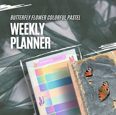 Butterfly Flower Colorful Pastel Weekly Digital Planner Print ipad planner