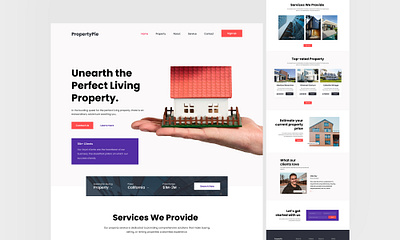 PropertyPie - Real Estate Landing Page Design landing page landing page ui property landing page real estate real estate ui ui ux website design