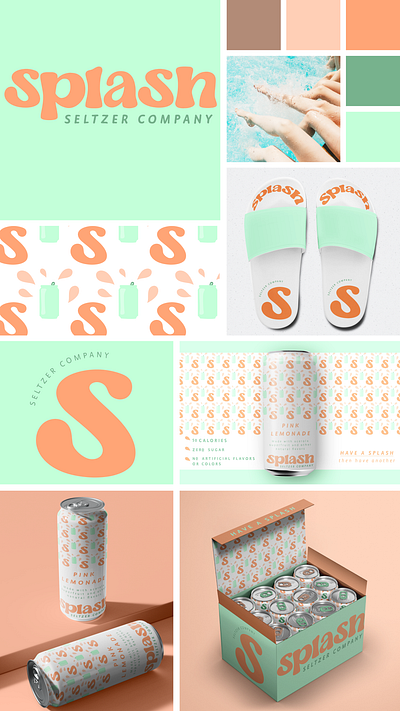 Branding For Splash Seltzer Company adobe beverage brand design branding custom logo design graphic design illustration illustrator logo logo suite logo variations logotype mockups packaging design pattern photoshop typography vector wordmark